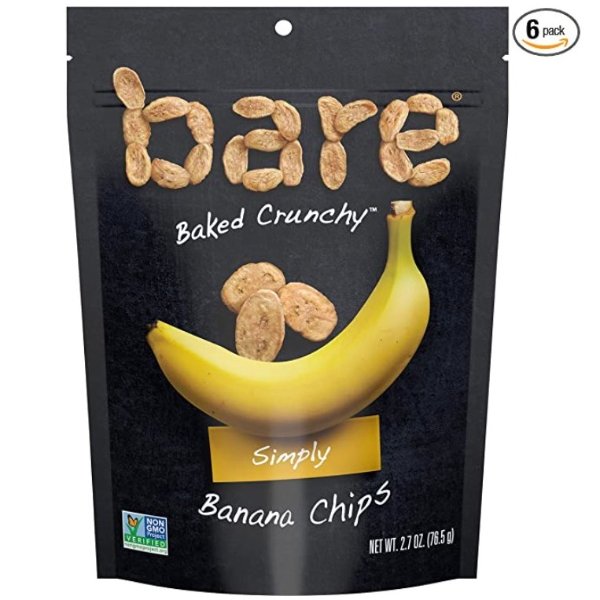 Baked Crunchy Banana Chips, Simply, Gluten Free, 2.7 Ounce, Pack of 6