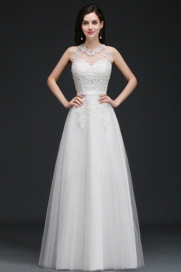 BMbridal A-Line Sleevelss Long Prom Dress With Lace Appliques