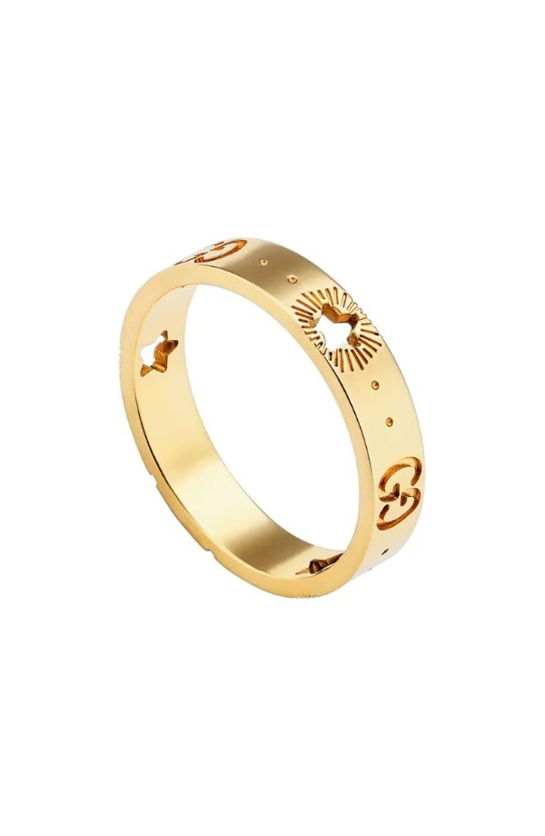 Icon 18K Gold Star Detail Ring