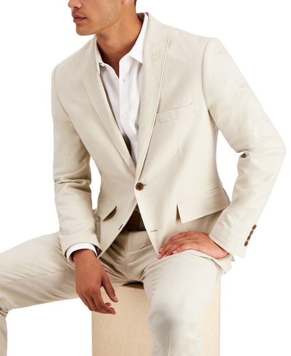 INC Men's Slim-Fit Stretch Linen Blend Suit Jacket, Created for Macy's