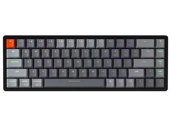Keychron K6 68-Key Compact Keyboard, Wireless Bluetooth/Wired Mechanical Keyboard with RGB Led Backlit Aluminum Frame Compatible with Mac Windows, Gateron Blue Switch