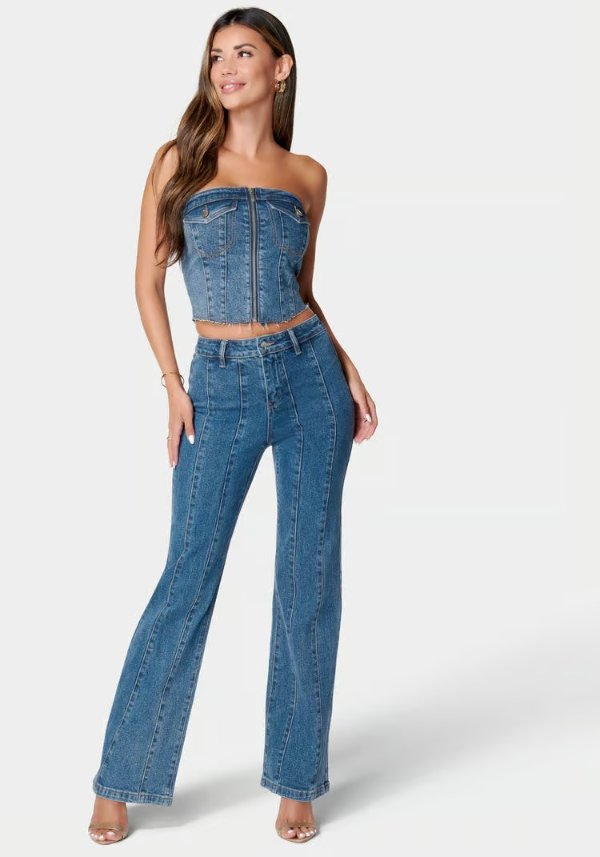 High Waist Flared Denim Jeans