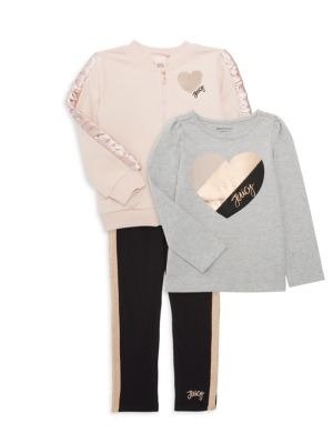 Juicy Couture Little Girl's 3-Piece Cotton-Blend Jacket, Top & Pants Set
