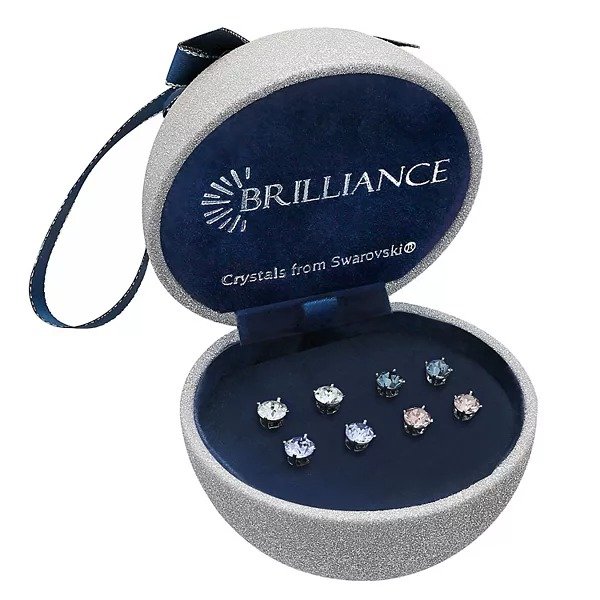 Crystal Accent Clear Blue Denim Lavender Vintage Rose Round Stud Earring Set