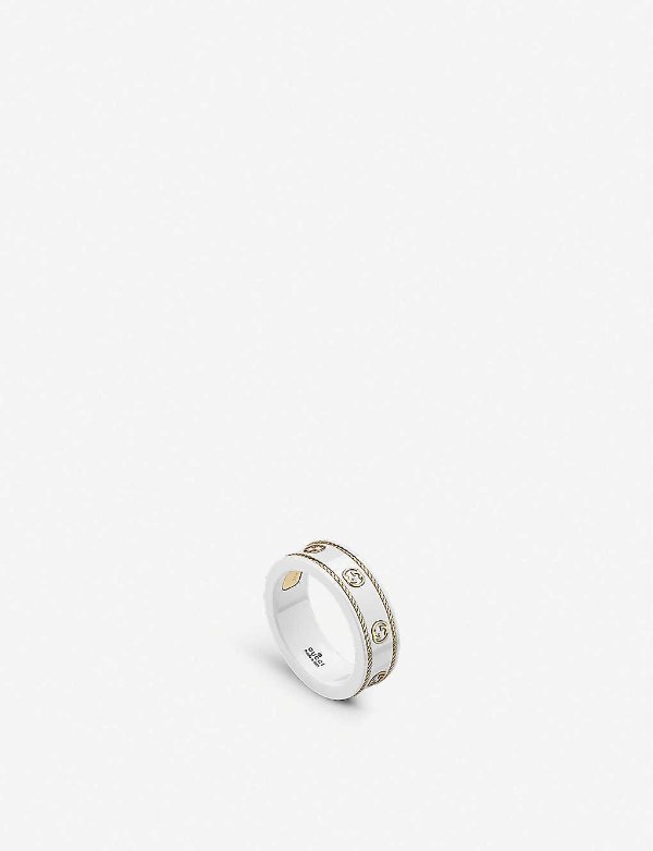 Icon 18ct yellow-gold and white-zirconia ring