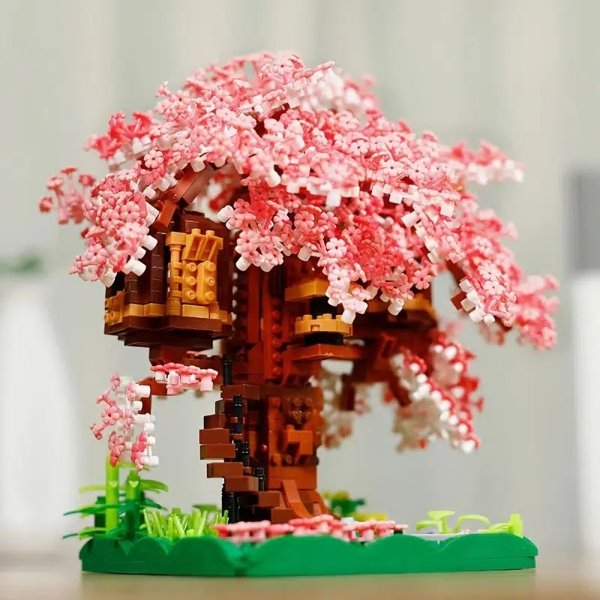 Mini Sakura Tree House Building Blocks Model Diy Toys - Toys & Games - Temu