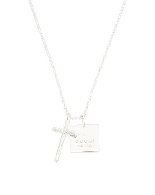 Made In Italy Sterling Silver Trademark Square Cross Necklace