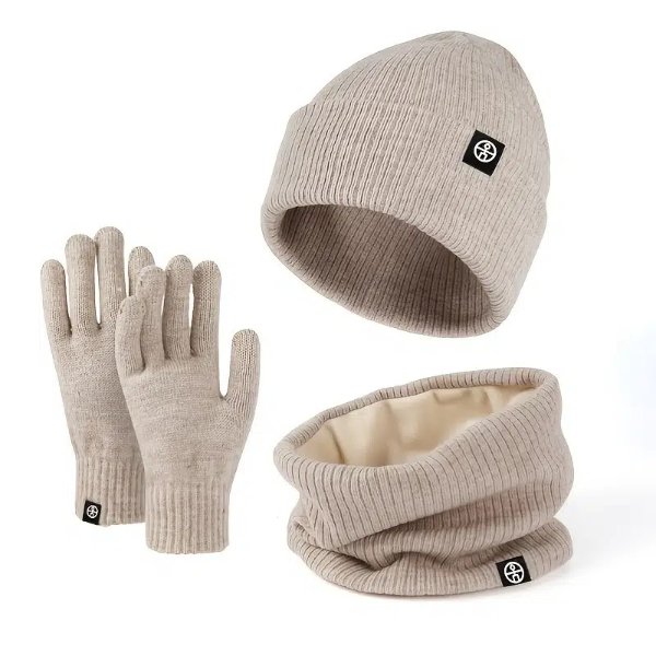Winter Warm Hat Scarf Gloves For Men Women Fashion Three-piece Windproof Knitted Hat Three-piece Set Running Biking Skiing - Clothing, Shoes & Jewelry - Temu