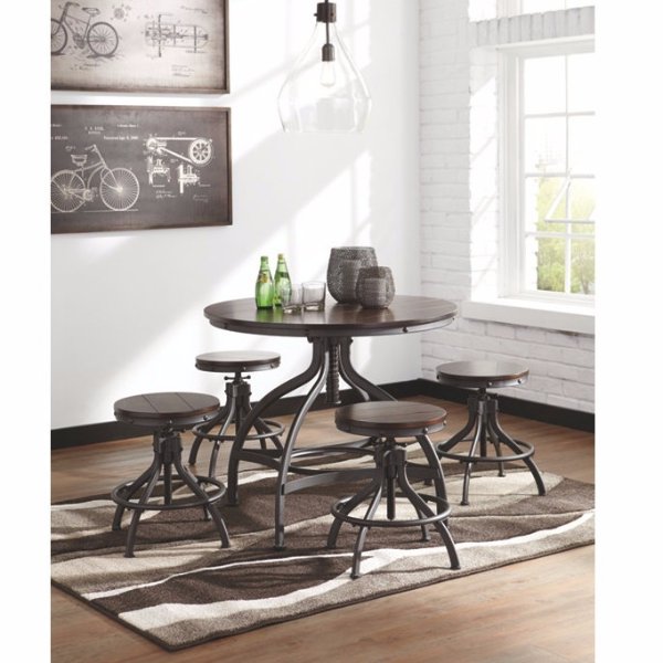 Odium Counter Height Dining Room Table and Bar Stools (Set of 5)
