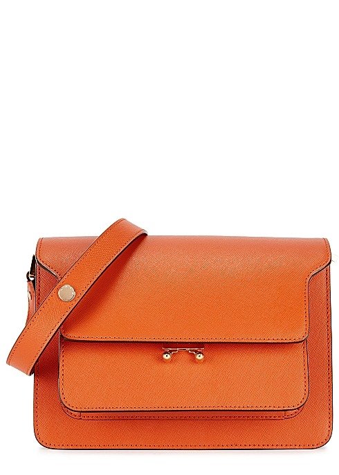 Trunk orange leather shoulder bag