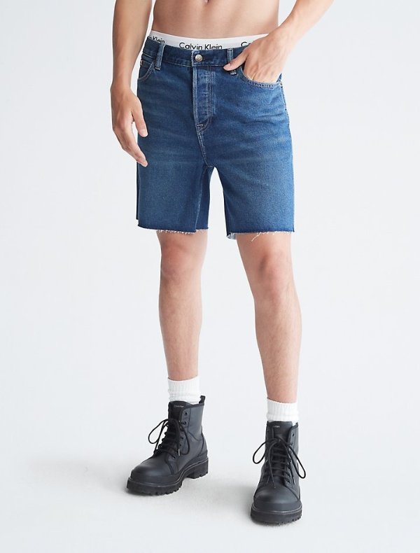 Classic Fit Indigo Cut-Off Denim Shorts | Calvin Klein