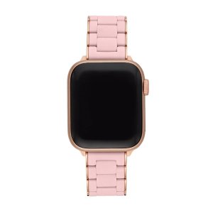 Michelewomen's 38/40/41mm and 42/44/45/49mm barely pink and pink stainless steel and silicone band for apple watch, ms