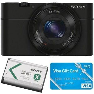 以旧换新！索尼3代 Cyber-Shot DSC-RX100 数码相机＋送$50 礼卡，软件和SD卡