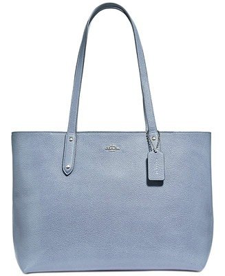 Central Tote In Polished Pebble Leather