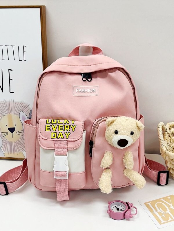 Cartoon Cute Bear Decorated Nylon Lightweight Backpack For Kindergarten Boys And Girls, Kids Book Bag For Travel | SHEIN USA