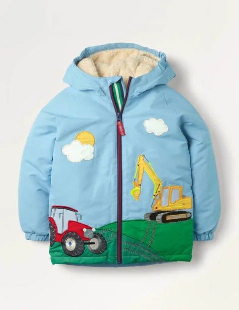 Cosy Sherpa-lined Anorak - Frosted Blue Vehicles | Boden US
