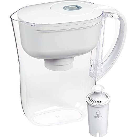 Small 6 Cup Water Filter Pitcher with 1Standard Filter, Made Without BPA, Metro, White