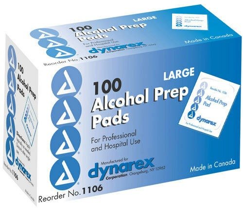 LARGE SIZE ALCOHOL PREPS PREP PADS SWABS WIPES 100/BOX BRAND NEW !