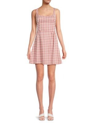 Houndstooth Pattern Fit & Flare Mini Dress