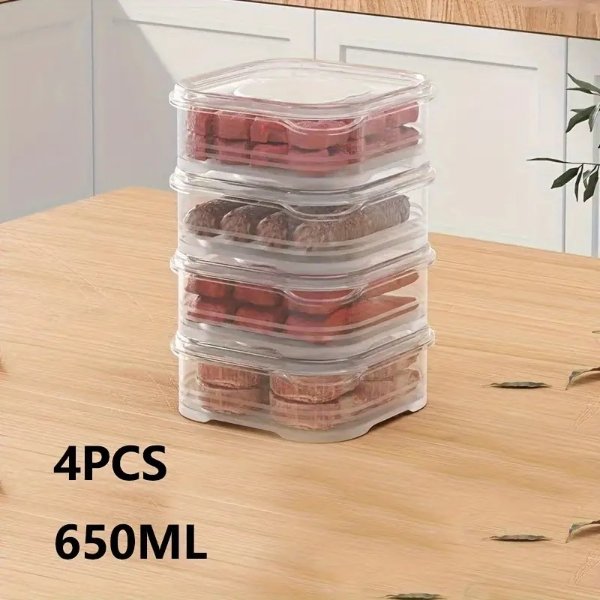 10pcs Clear Plastic Containers With Lids, 11.83/21.98/67.63 Oz Food Storage Fresh-keeping Box For Refrigerator, Dishwasher Safe, Fruit Vegetable Crisper, Dumpling Meat Ginger Garlic Green Onion Food Storage Containers, Home Kitchen Utensil