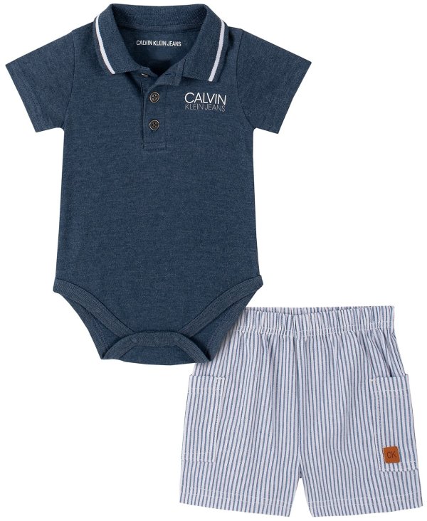 Baby Boys 2-Pc. Polo Bodysuit & Shorts Set