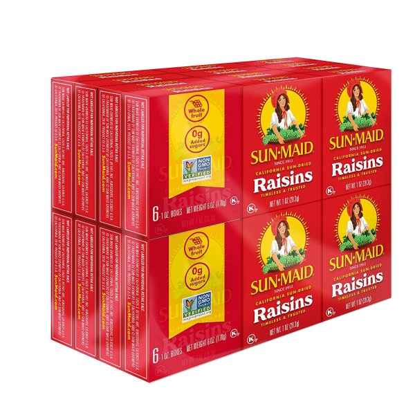 California Raisins Snacks 1oz 24 Boxes