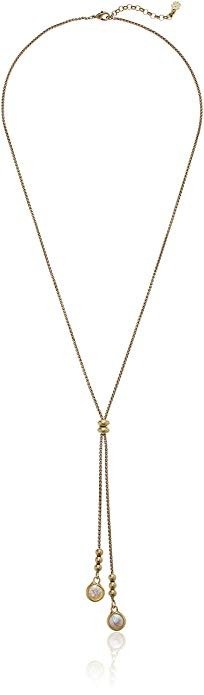  Pearl Lariat Necklace, Gold, One Size