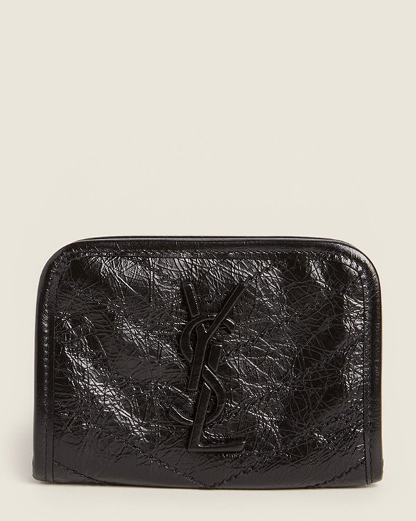 Black Niki Snap Leather Wallet