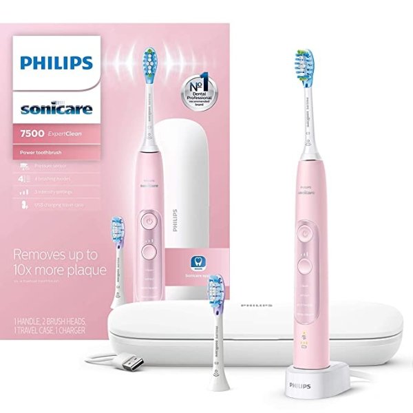 Sonicare ExpertClean 7500 Bluetooth Rechargeable Electric Toothbrush Pink HX9690/07