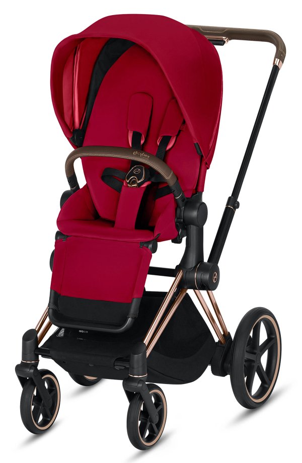 e-Priam Rose Gold Electronic Stroller with All Terrain Wheels