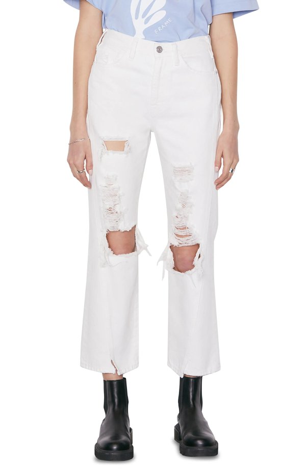 Le Jane Ripped Crop Flare Leg Jeans