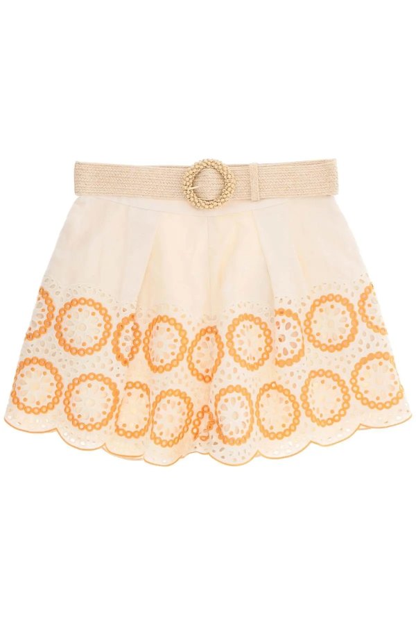 raie embroidered linen shorts
