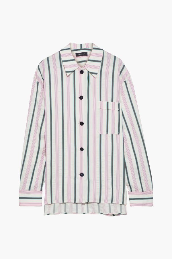 Venice oversized striped crinkled cotton-blend shirt