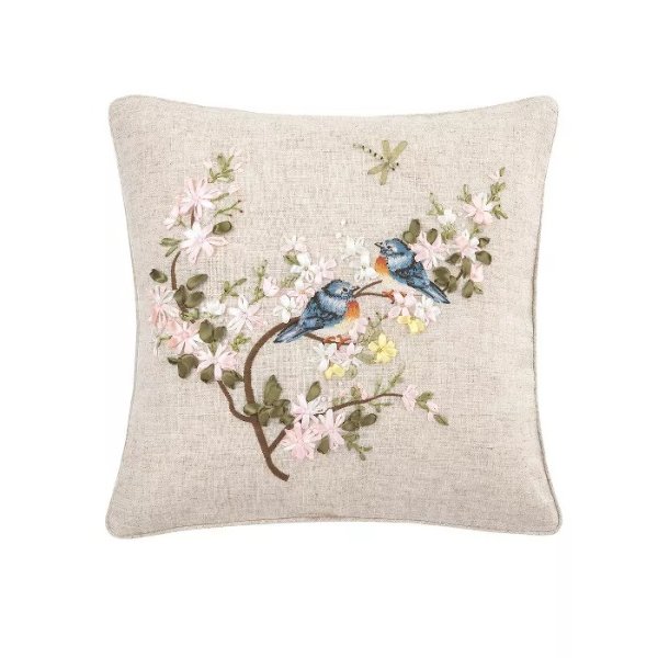 Bluebird Ribbon Easter Spring Art Pillow