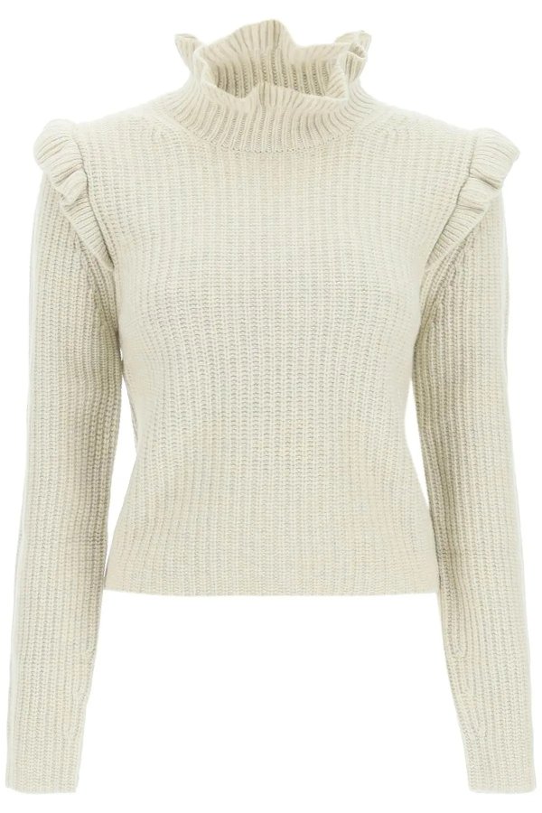 wool-blend ruffled sweater