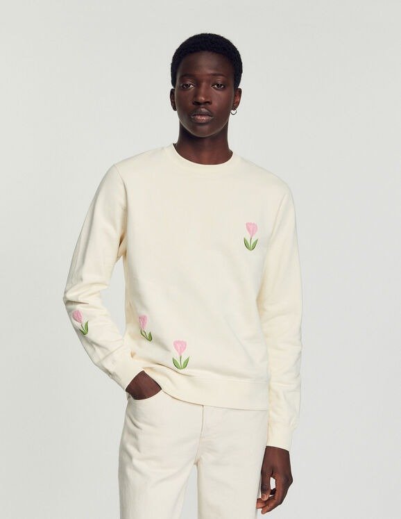 Embroidered tulip sweatshirt