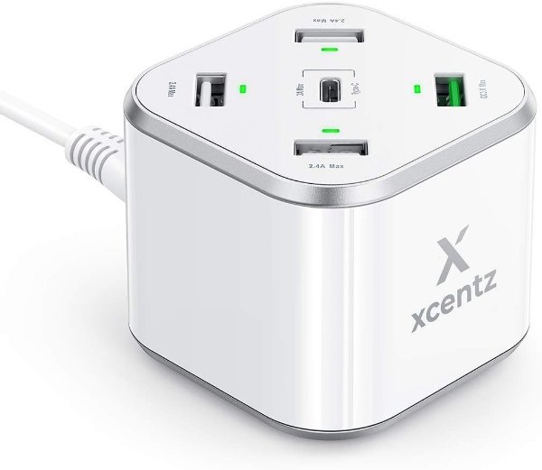 Xcentz 多功能桌面方形充电站 支持QC3.0 带USB-C接口