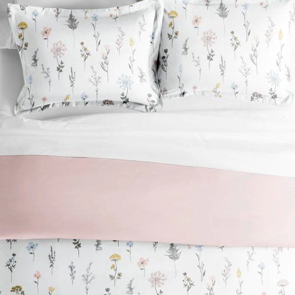 wildflower pink reversible pattern duvet cover set ultra soft microfiber bedding, king/cal-king