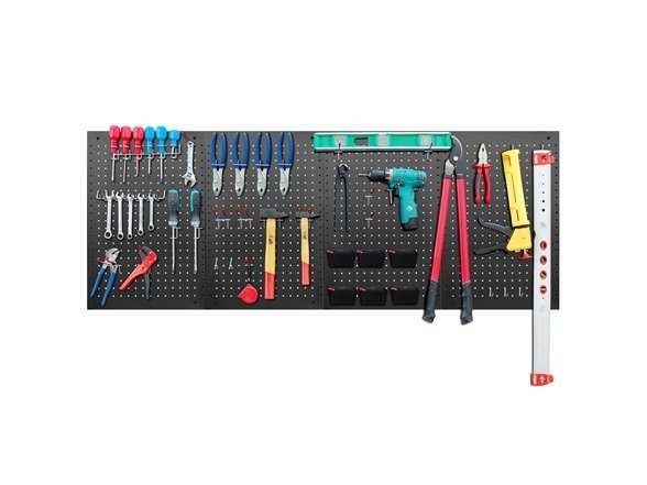 24"x16" 4PC Pegboard Wall Organizer with 124 PC Accessory Kit Easy to Install Storage System with Hooks, Storage Bins, and Tool Organizer for Wall, Craft Room, Garage, Living Room, Workshop, Study Room, Choose Black or Gray