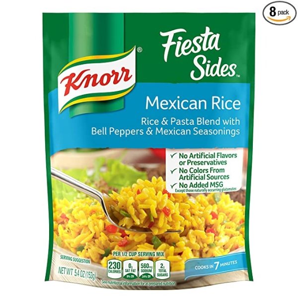 Knorr Fiesta Sides For an Easy Meal with Authentic Mexican Flavor Mexican Rice No Artificial Flavors 5.4 oz, Pack of 8