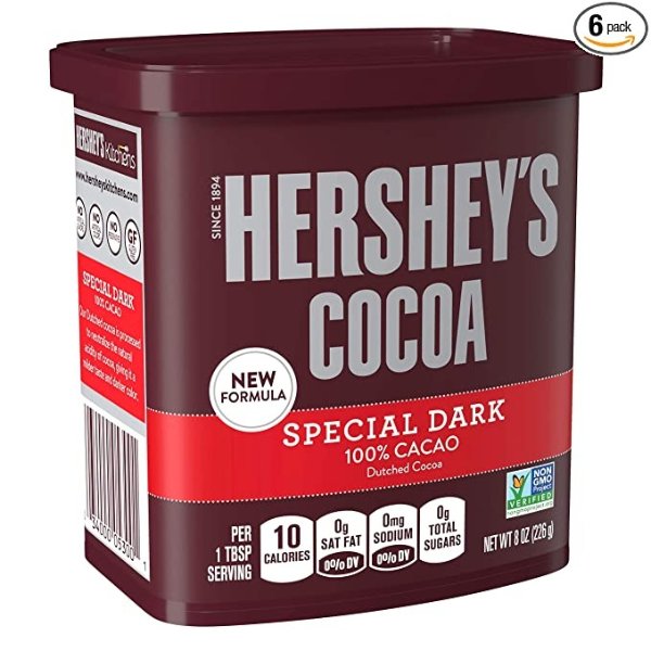 SPECIAL DARK Baking Cocoa (Dutched Cocoa), Gluten Free, 8 Ounce (Pack of 6)