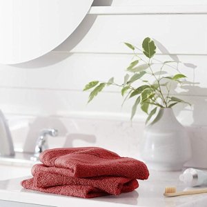 AmazonBasics Fade-Resistant Cotton Washcloths, Pack of 12