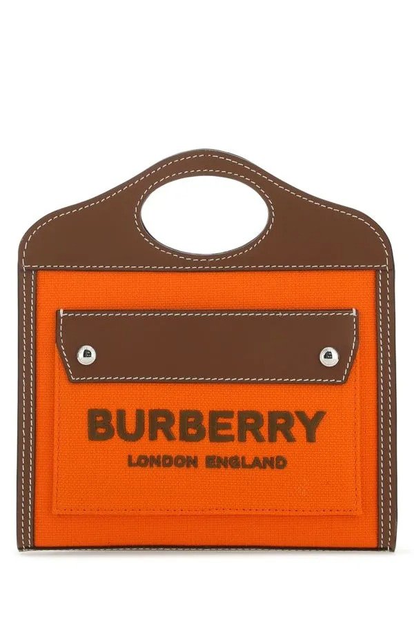 Two-tone canvas and leather micro Pocket handbag