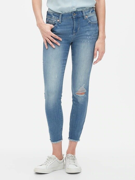 Mid Rise Distressed Legging Skimmer Jeans