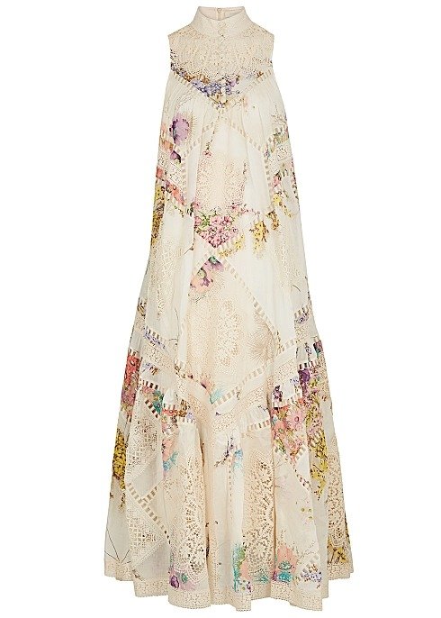 Jude lace-trimmed floral-print maxi dress