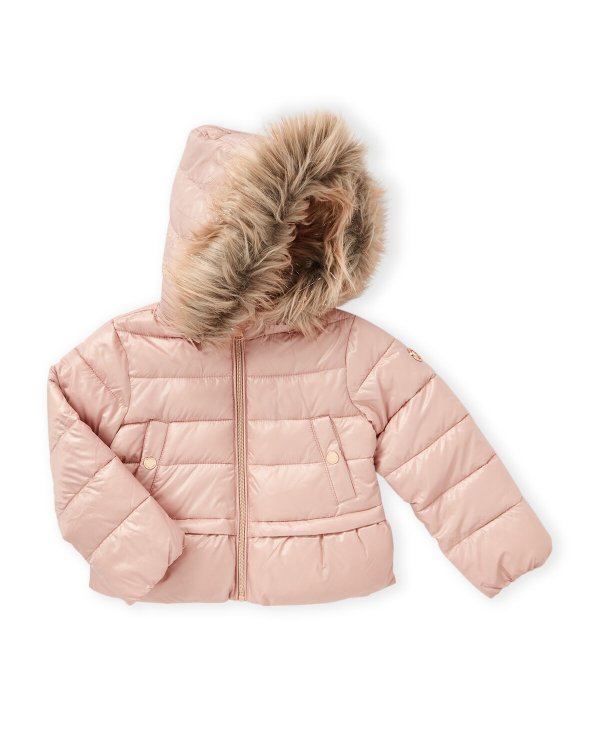 (Toddler Girls) Blush Peplum Faux Fur-Trimmed Puffer Jacket