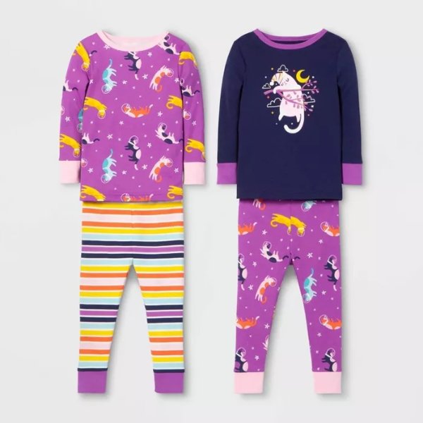 Toddler Girls' 4pc Cat Pajama Set - Cat & Jack&#153; Pink/Blue