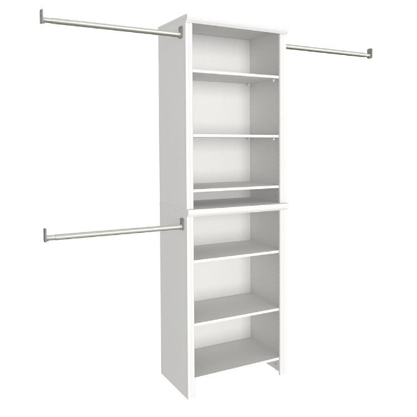 Impressions 14.58 in. D x 25.12 in. W x 82.46 in. H White Standard Wood Closet System Kit