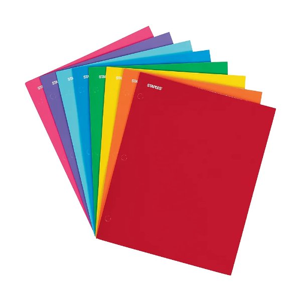 Staples 4-Pocket 3-Hole Punched Presentation Folder, Red (56209-CC)