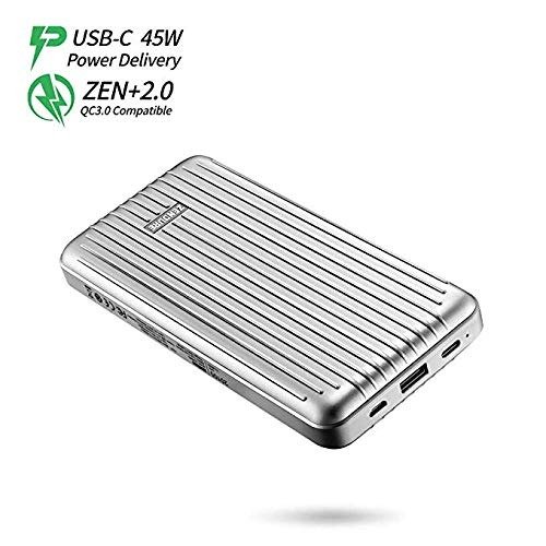 ZDA6PD-s 45W Power Delivery Portable Charger A6PD 20100mAh Ultra-Durable PD Power Bank with USB-C Input/Output, External Battery for MacBook Pro, iPhone, Silver